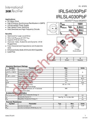 IRLS4030PBF datasheet  